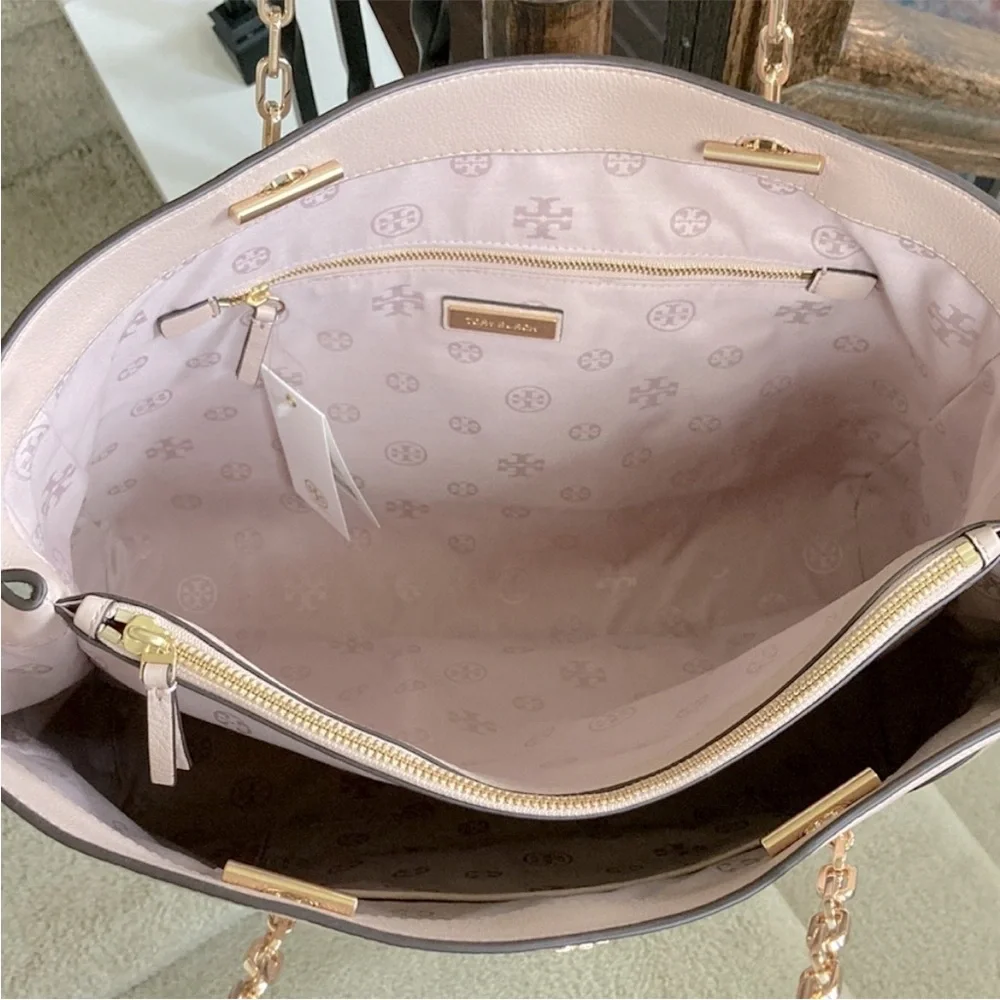 Tory Burch Marsden Pebbled Leather Tote in Light Oak - Picture 7 of 14